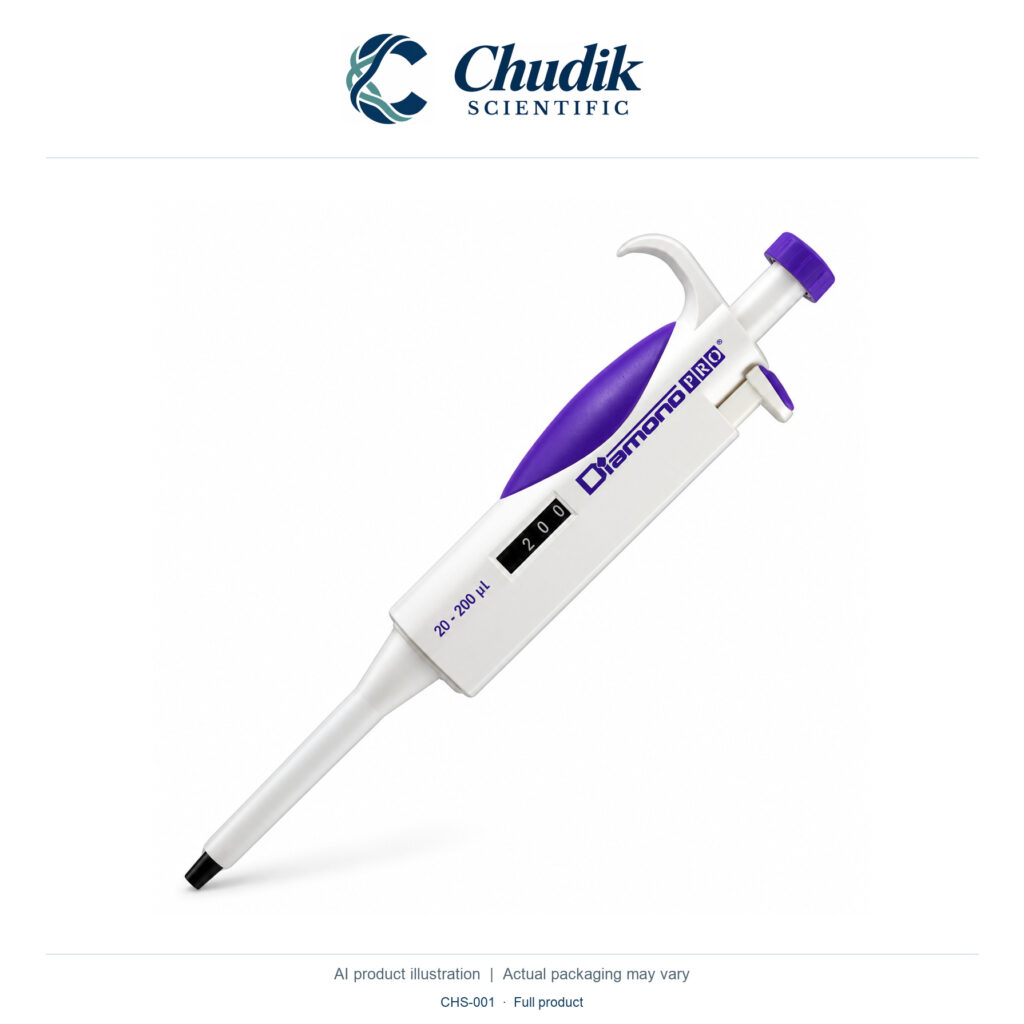 Chudik Scientific | Diamond PRO Adjustable Micropipette — 20–200 µL, single channel, each