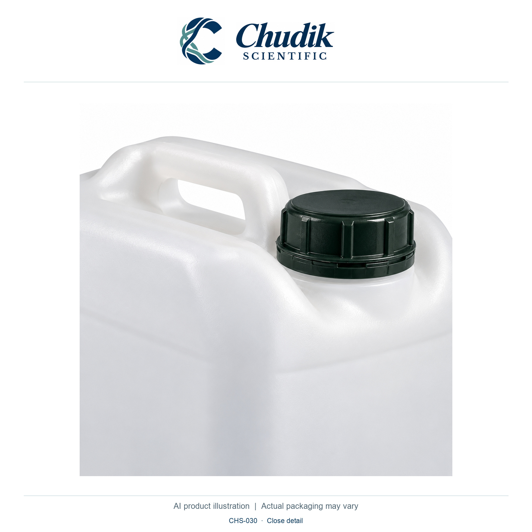 HDPE Carboy, 5 L, Each — close detail, Chudik Scientific catalog illustration
