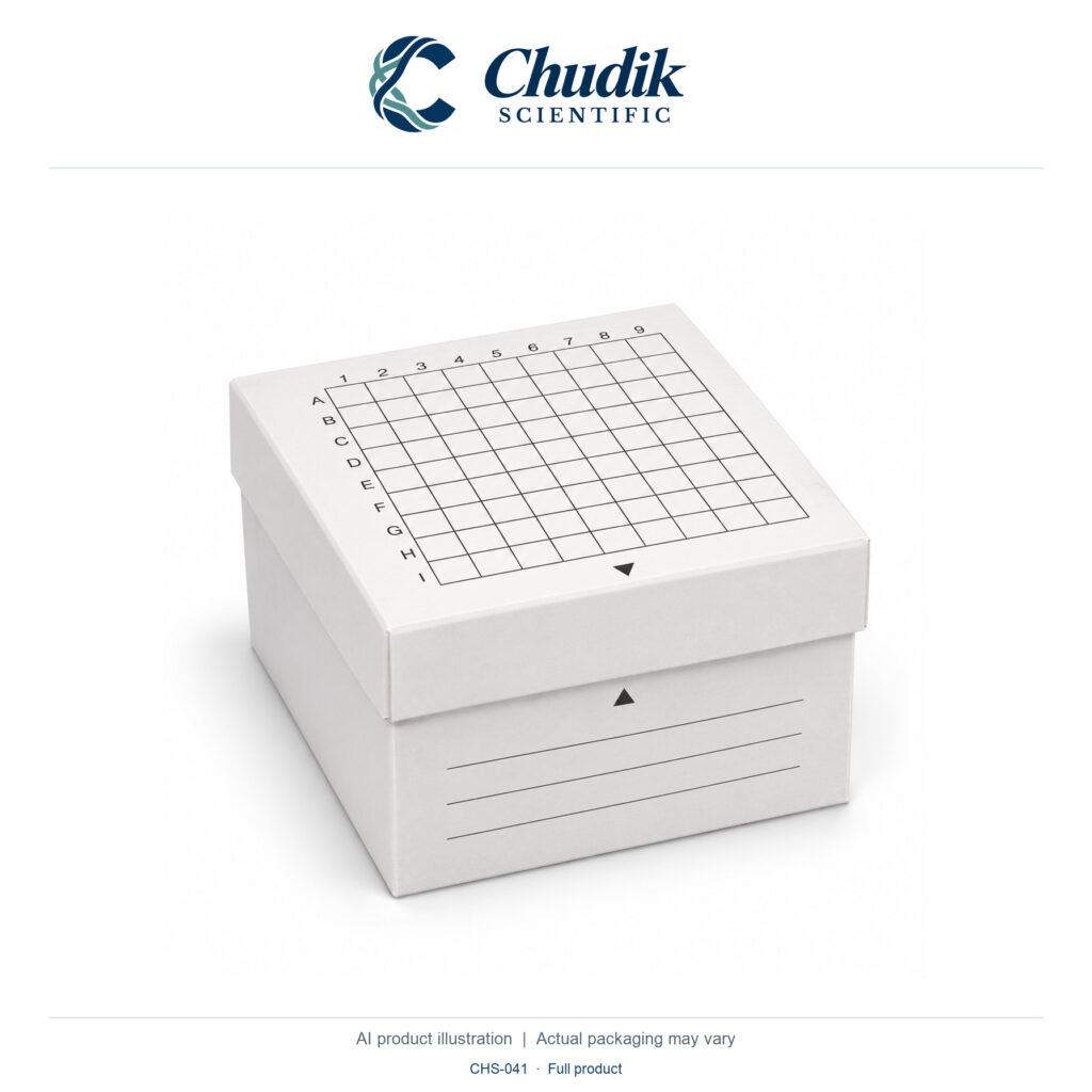 Chudik Scientific | 81-Place Cardboard Freezer Boxes — Case of 96 / White