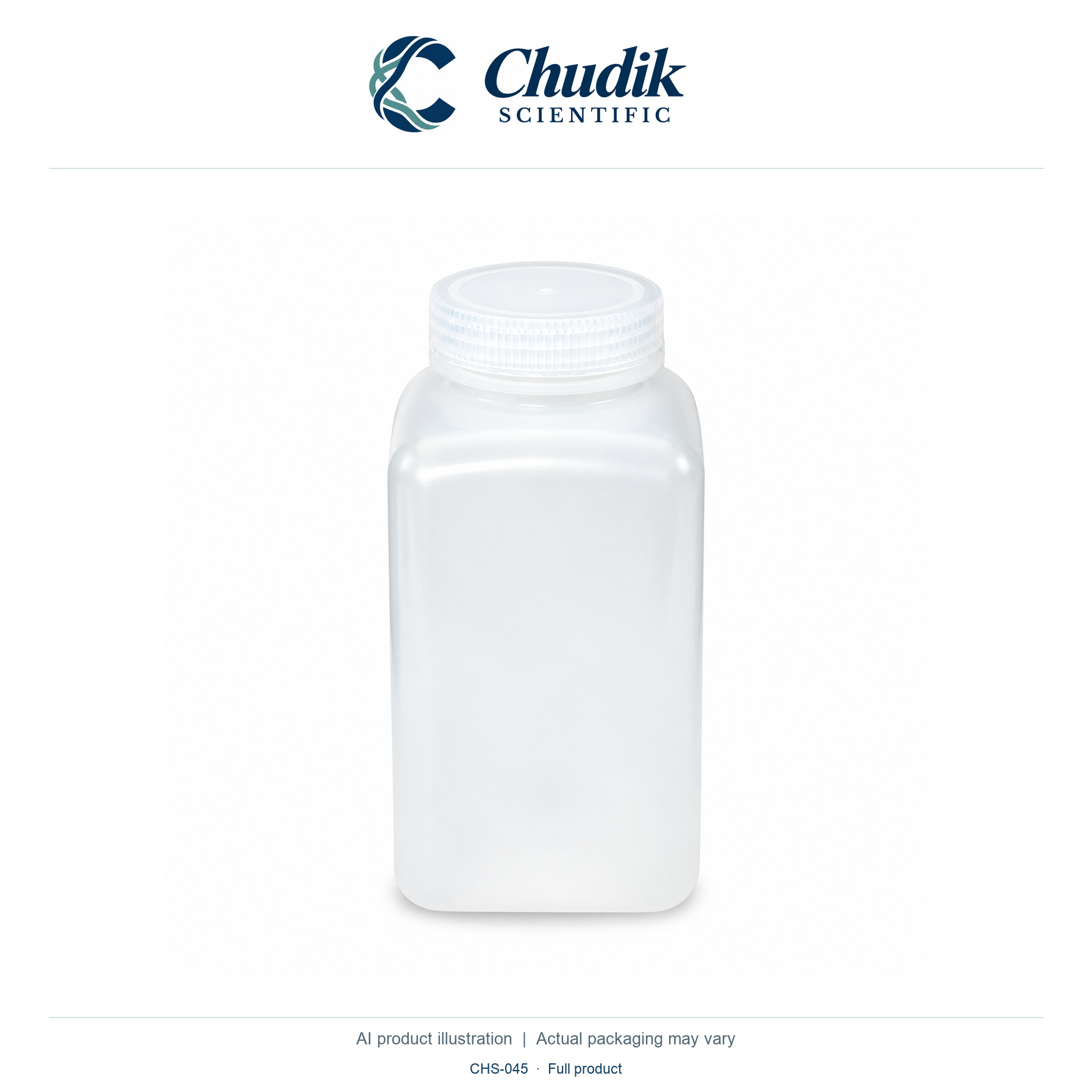 Diamond RealSeal Square PP Bottles, 1 L, Pack of 6 — full product, Chudik Scientific catalog illustration