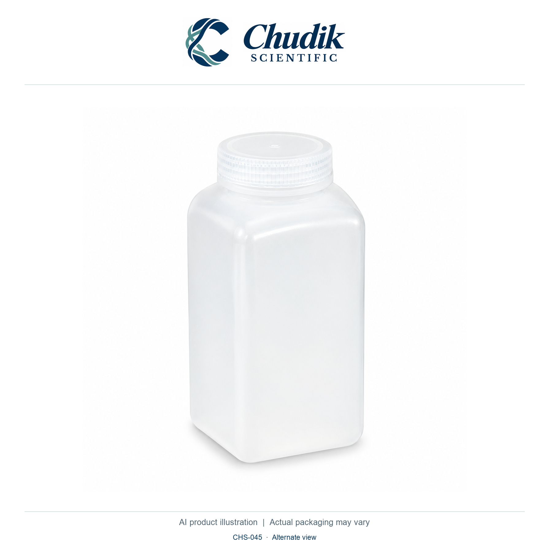 Diamond RealSeal Square PP Bottles, 1 L, Pack of 6 — alternate view, Chudik Scientific catalog illustration