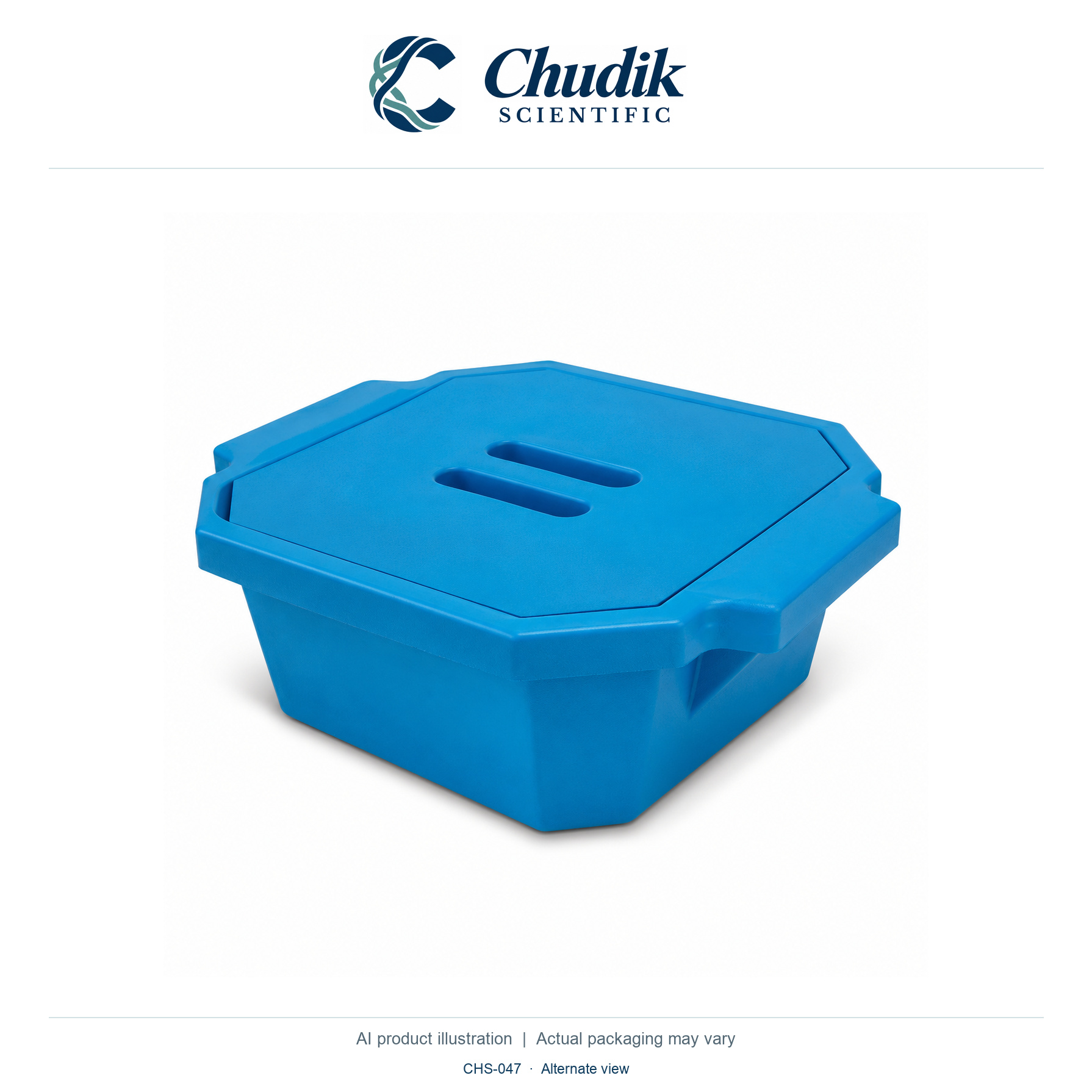 Blue Ice Bucket with Cover, 2.5 L, Each / Blue — alternate view, Chudik Scientific catalog illustration