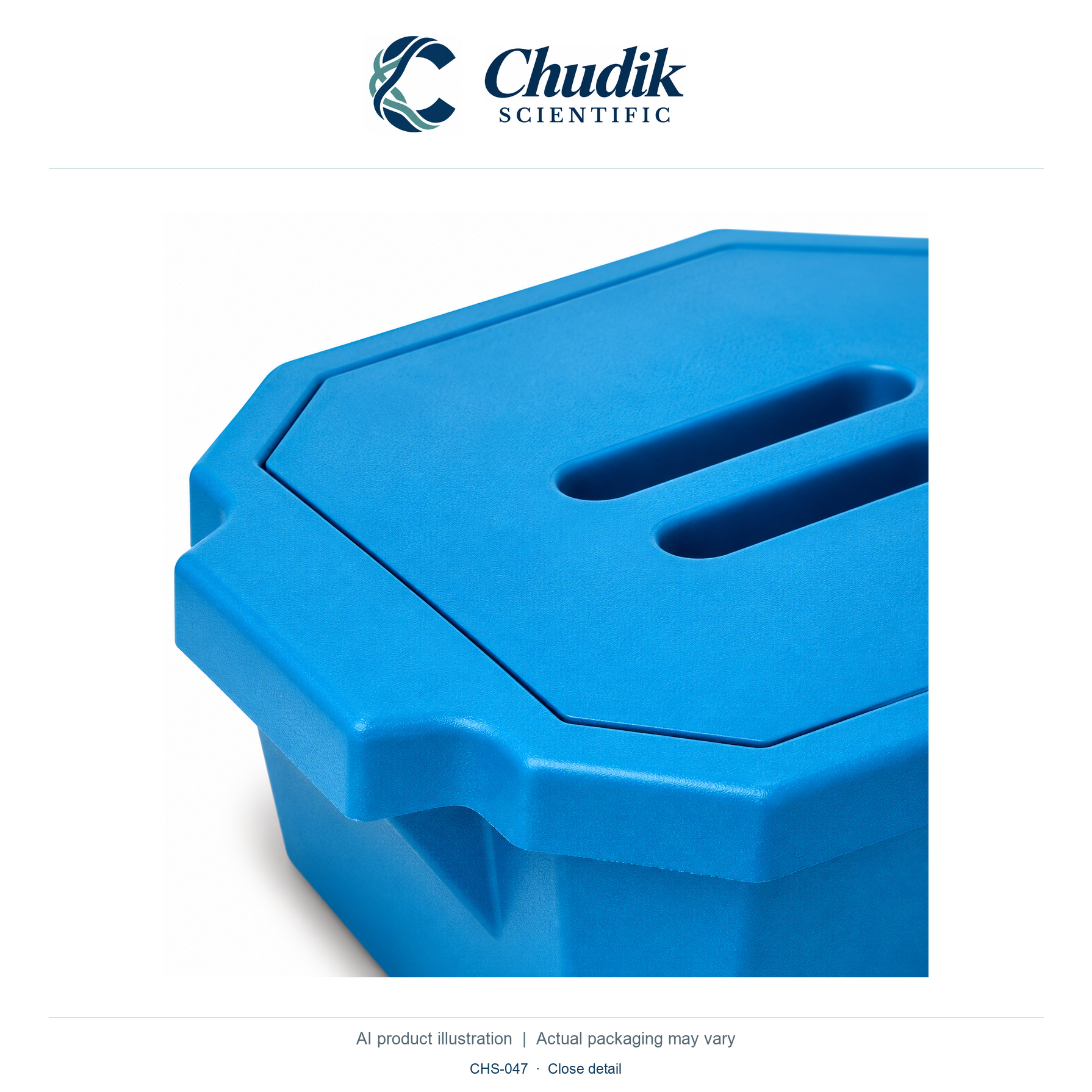 Blue Ice Bucket with Cover, 2.5 L, Each / Blue — close detail, Chudik Scientific catalog illustration