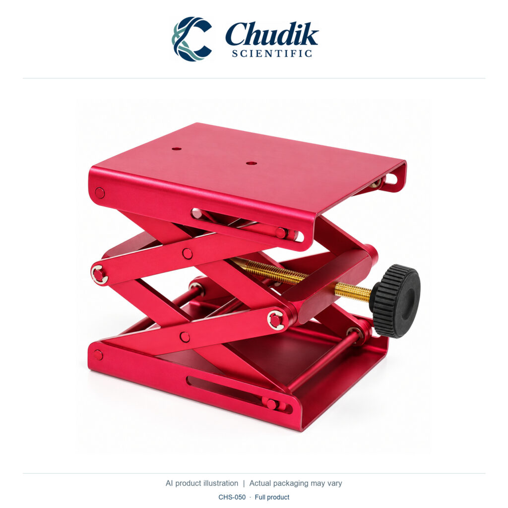 Chudik Scientific | Red Laboratory Jack, 5.5 × 4.75 in