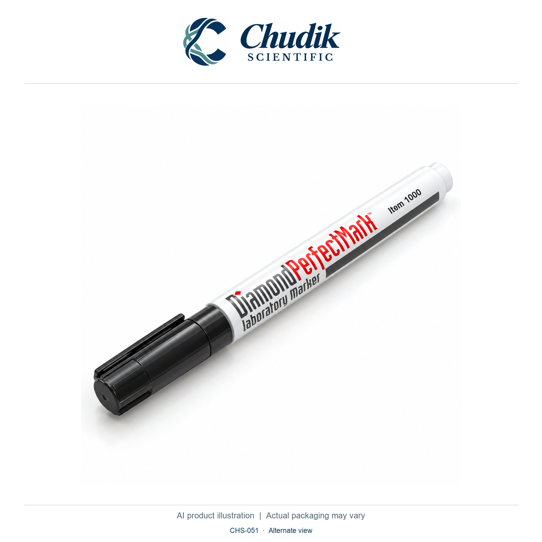 Diamond Perfect Mark Black Laboratory Markers, Box of 10 — alternate view, Chudik Scientific catalog illustration