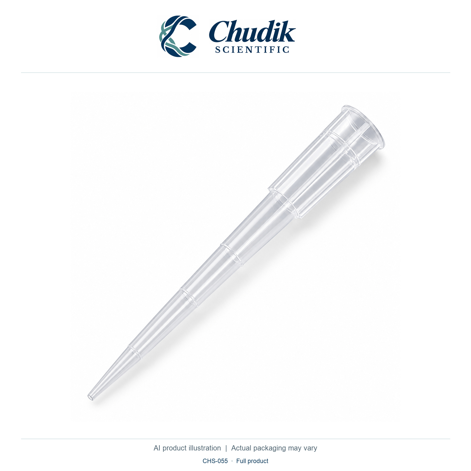 Sterile Low-Retention Pipette Tips, 1–200 µL, Box of 960 — full product, Chudik Scientific catalog illustration