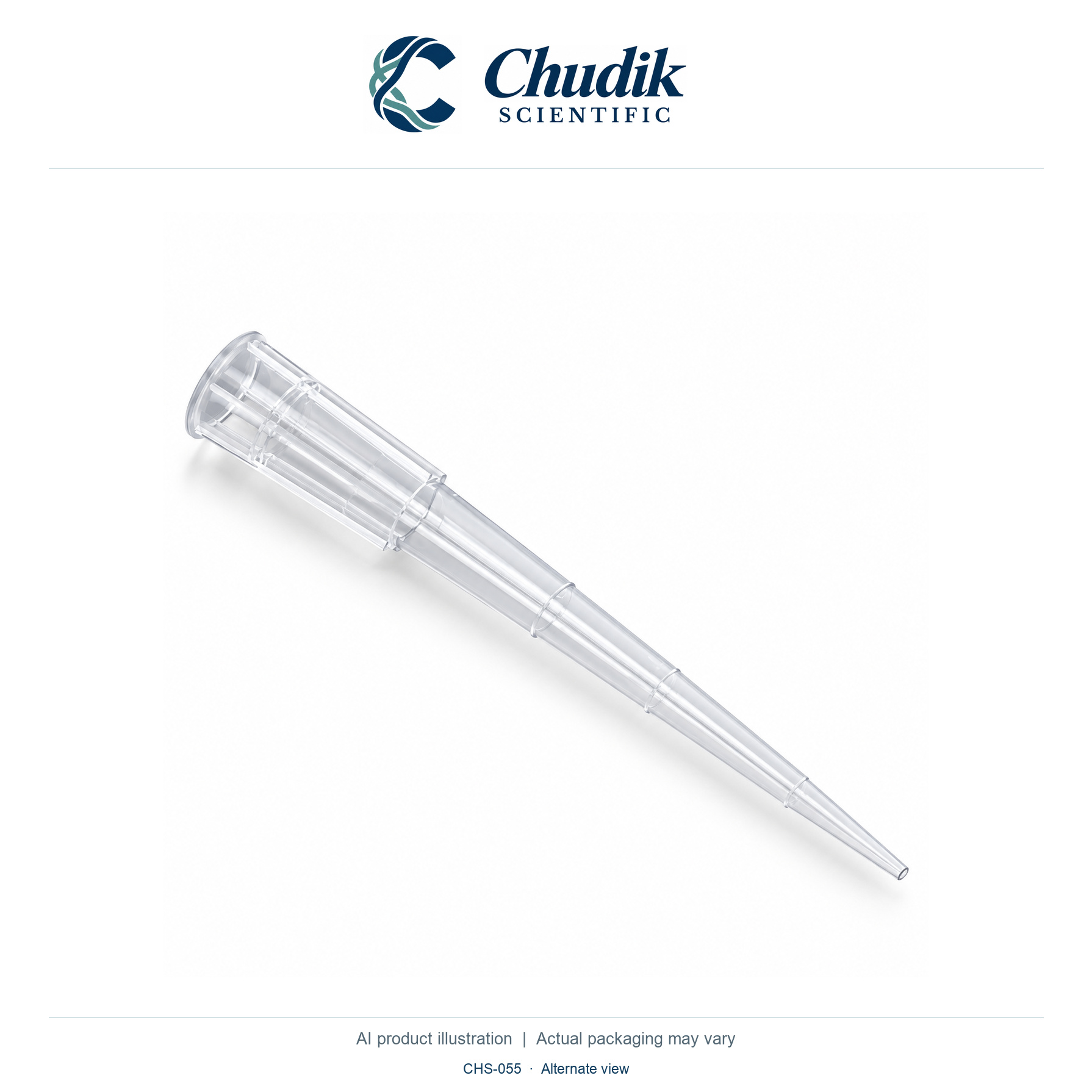 Sterile Low-Retention Pipette Tips, 1–200 µL, Box of 960 — alternate view, Chudik Scientific catalog illustration
