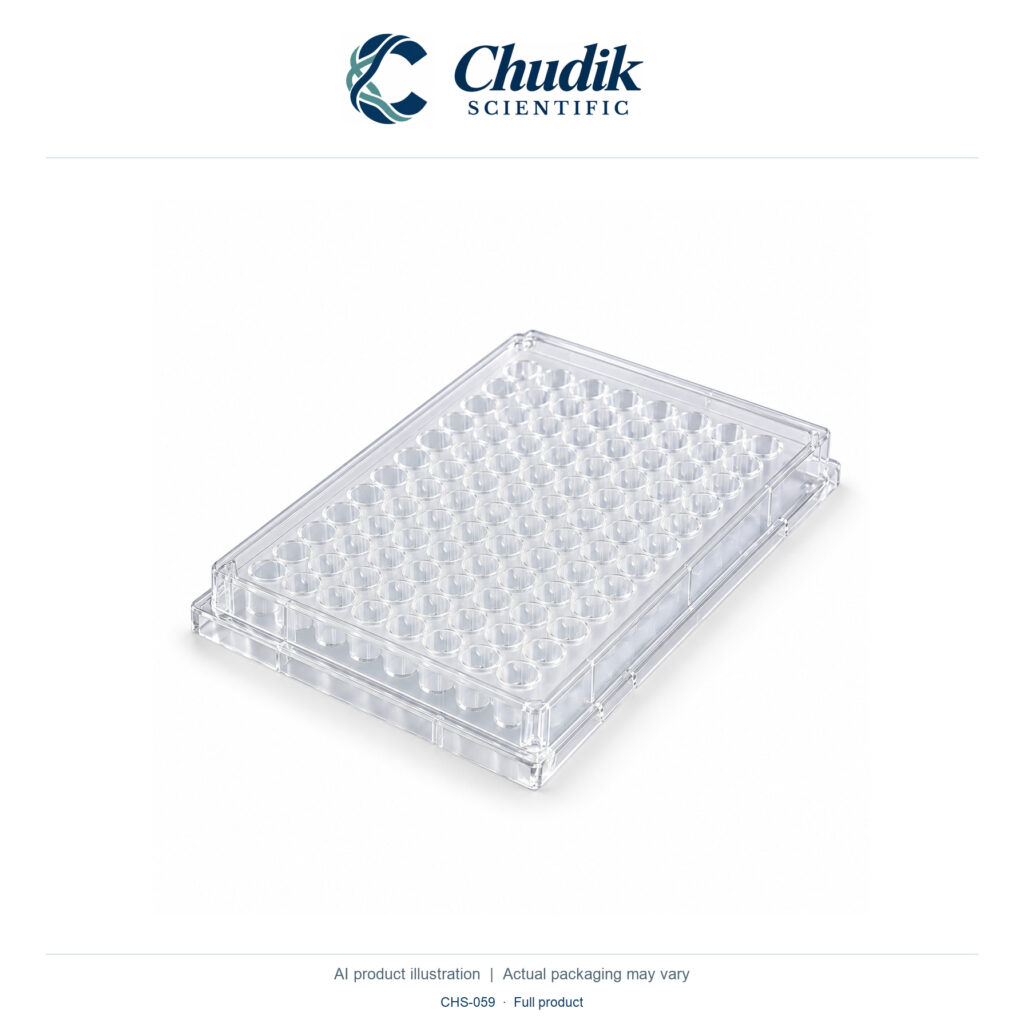 Chudik Scientific | Sterile Flat-Bottom 96-Well Microtitration Plates — Case of 50