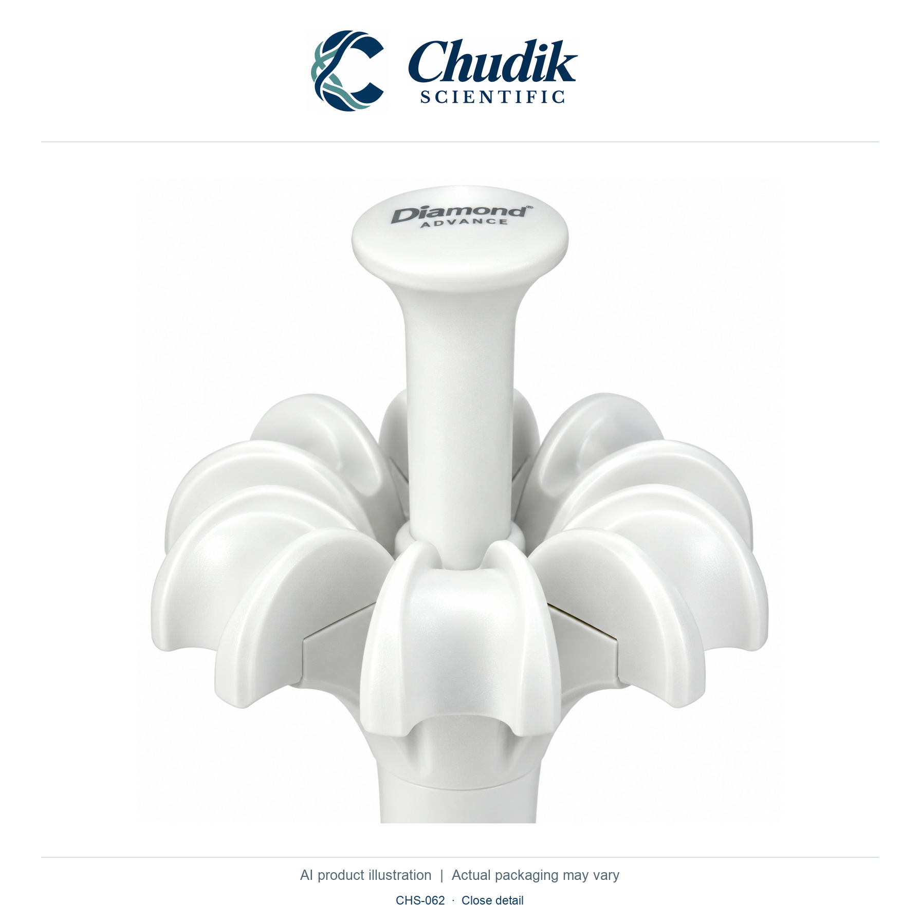 Diamond Advance 6-Place Pipette Carousel, Each — close detail, Chudik Scientific catalog illustration