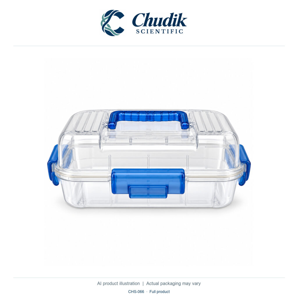 Chudik Scientific | DuraPorter Sample Transport Box, Clear/Blue — Clear/blue; one each