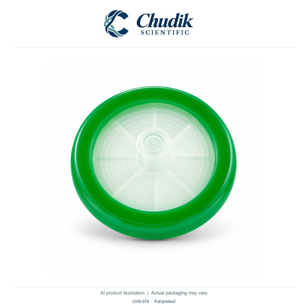 Chudik Scientific | Sterile PES Syringe Filters, 0.22 µm, 30 mm — Box of 50 / Green