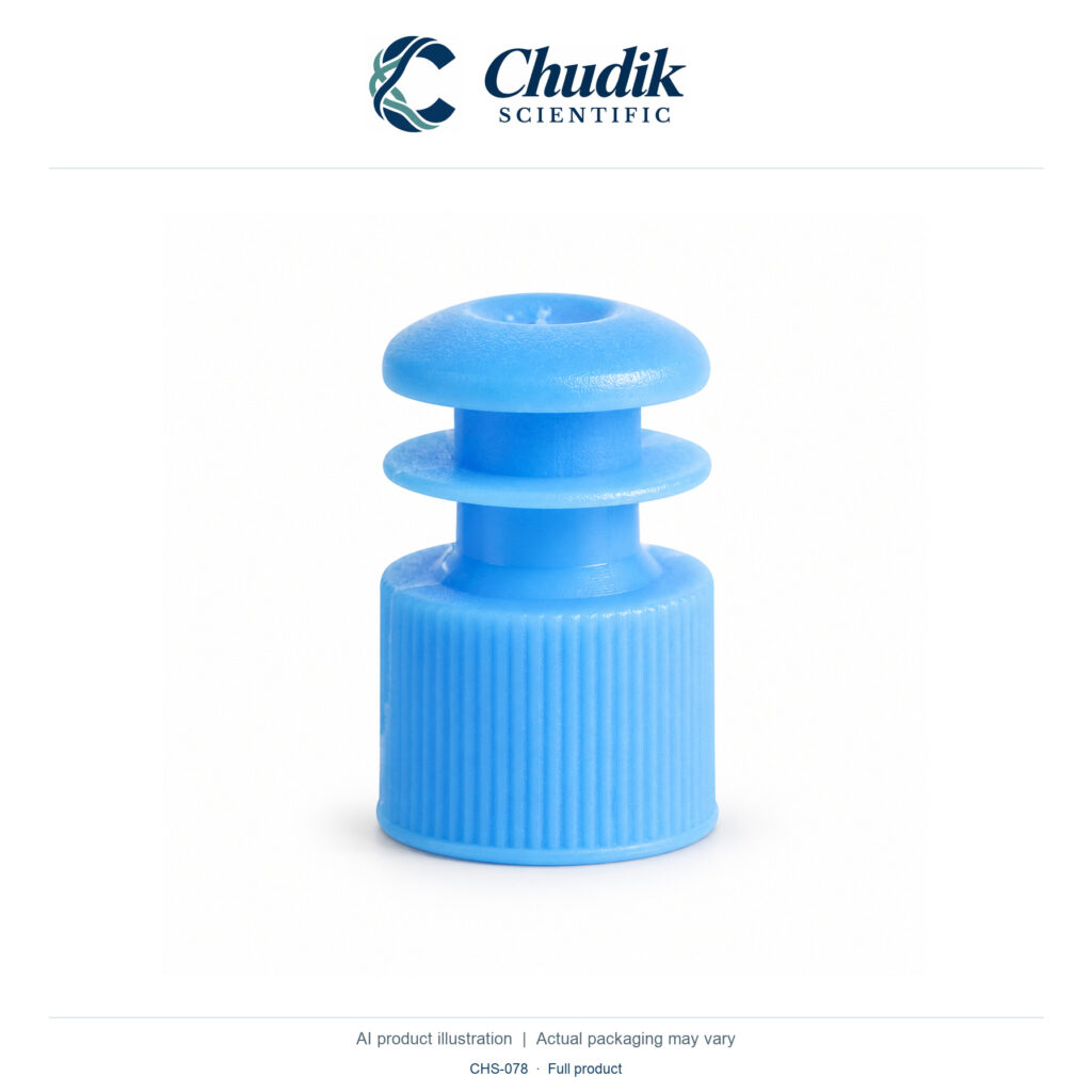 Chudik Scientific | Blue 12 mm Flange-Plug Tube Caps — Bag of 1000 / Blue