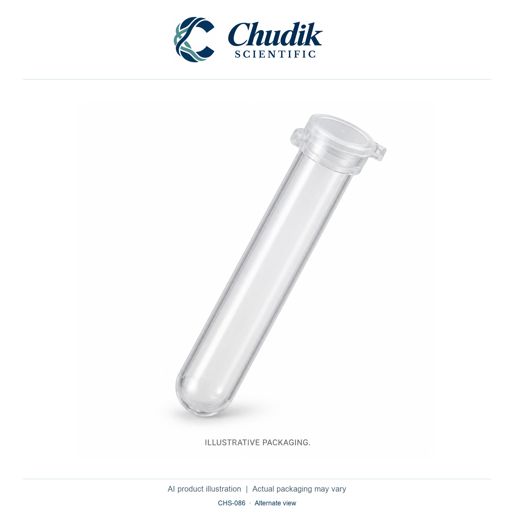 Sterile Dual-Position Snap-Cap Culture Tubes, 5 mL, Case of 500 — alternate view, Chudik Scientific catalog illustration