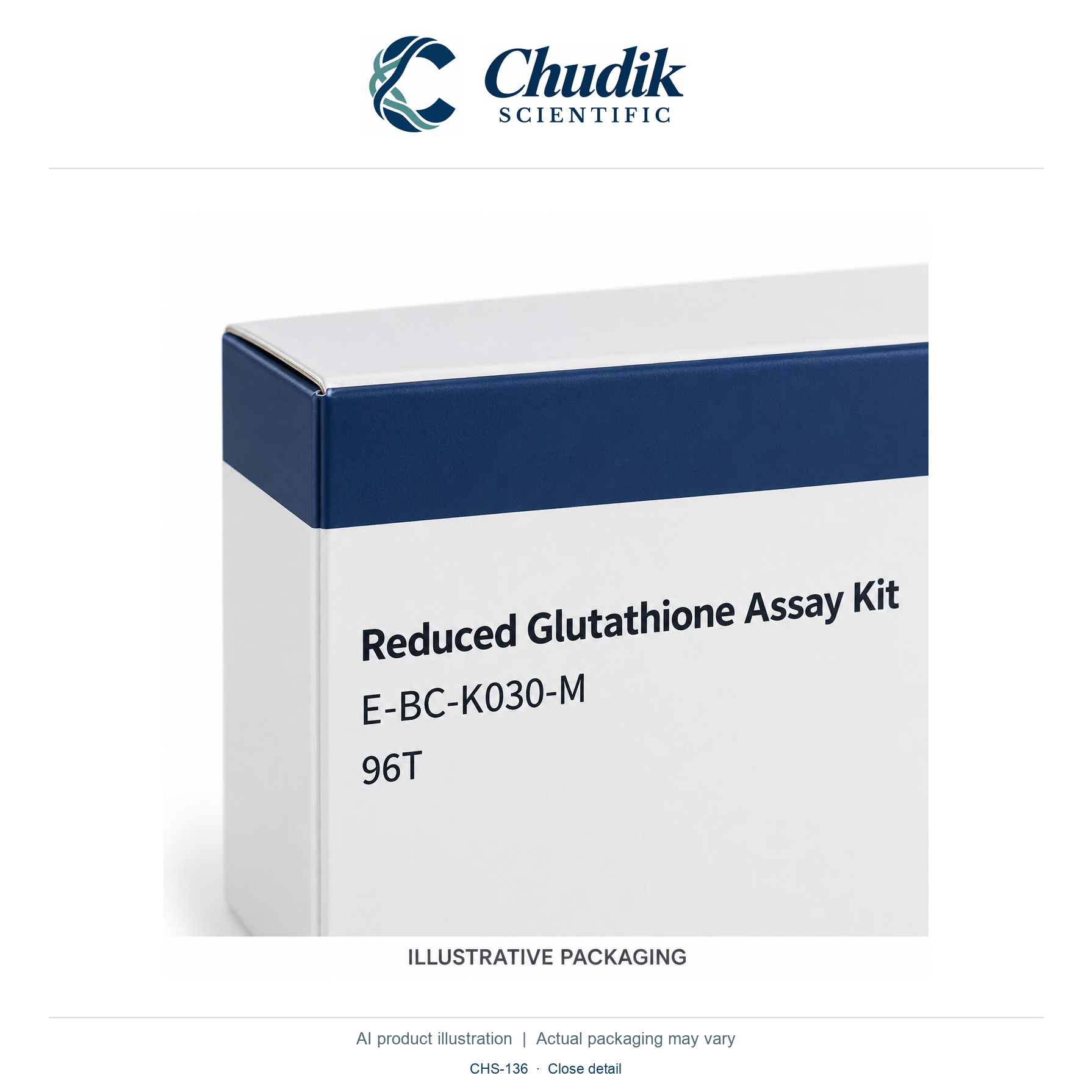 Reduced Glutathione Colorimetric Assay Kit, 96T — close detail, Chudik Scientific catalog illustration