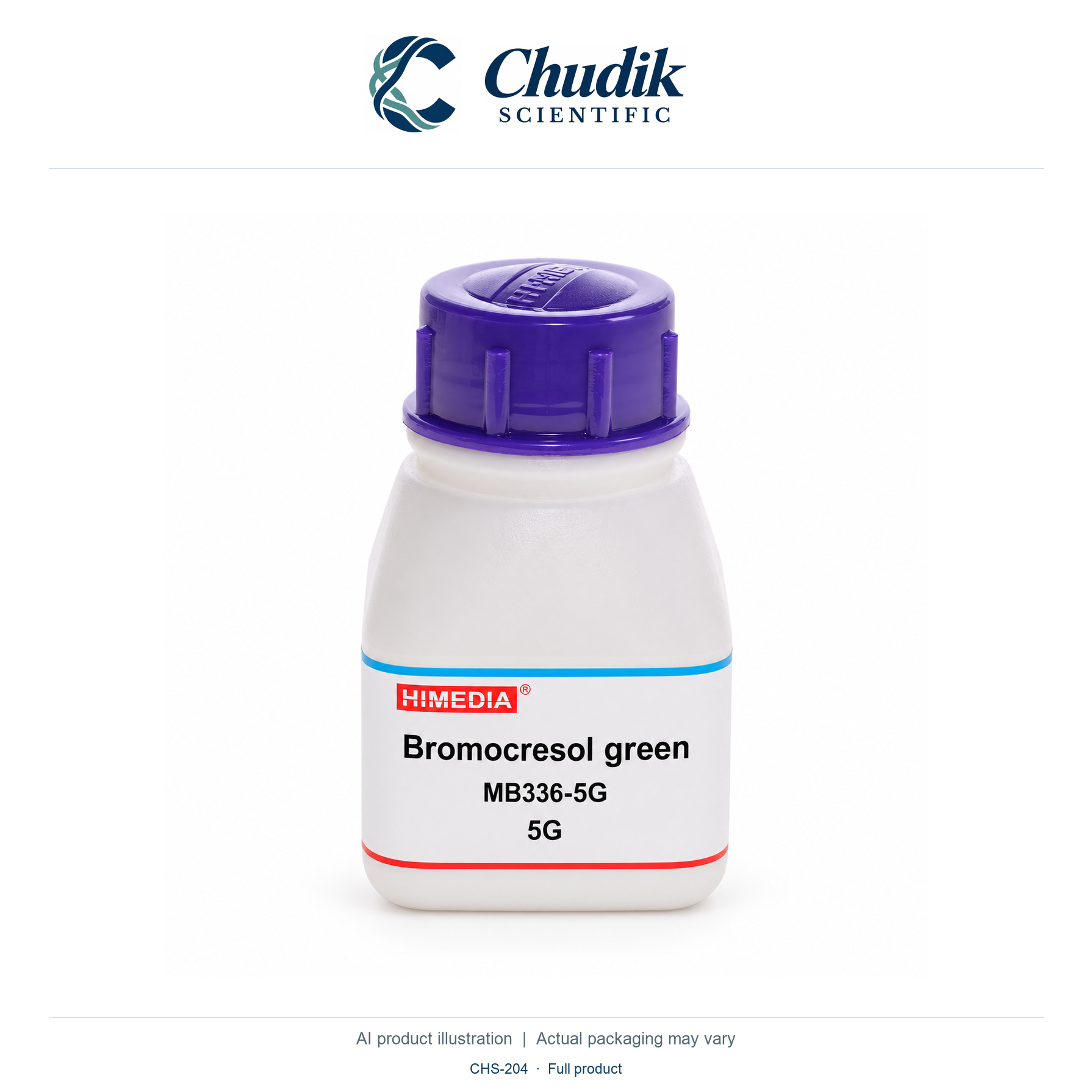 Bromocresol green, 5 g — full product, Chudik Scientific catalog illustration
