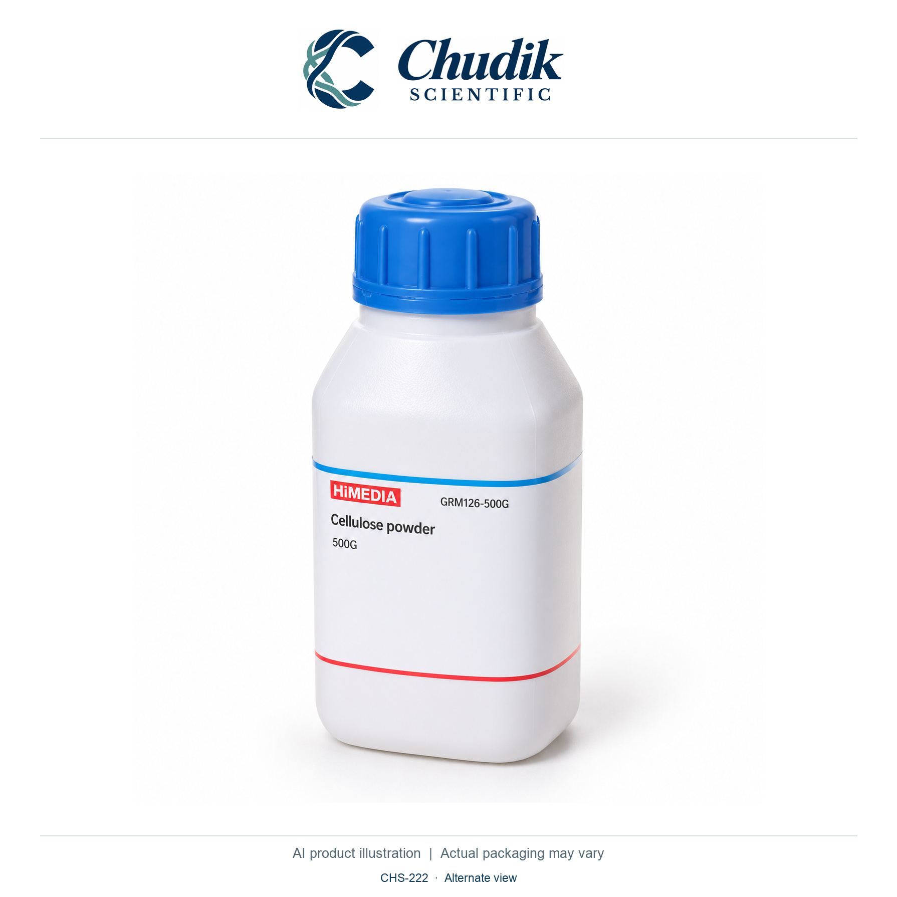Cellulose powdered, 500 g — alternate view, Chudik Scientific catalog illustration