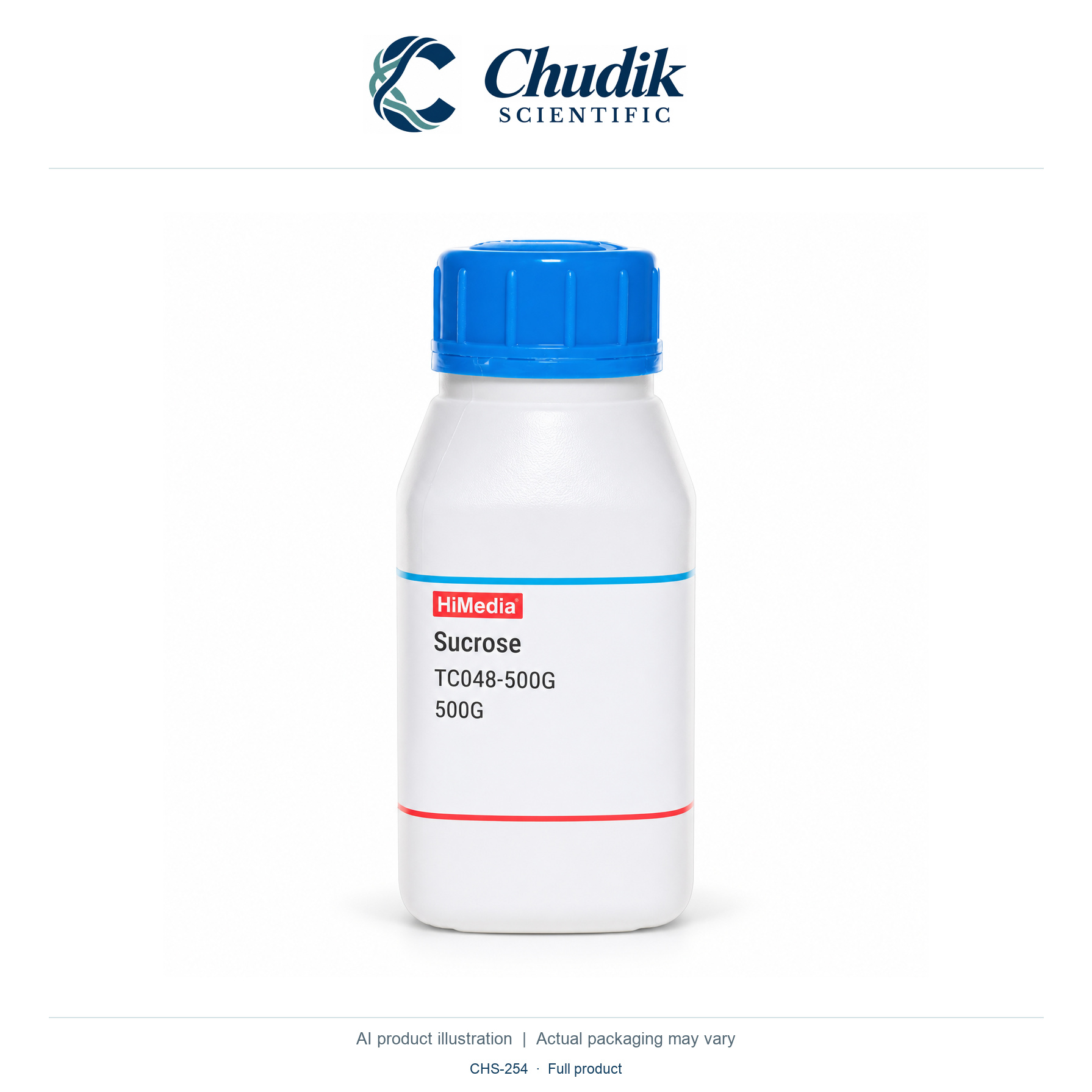 Sucrose, 500 g — full product, Chudik Scientific catalog illustration