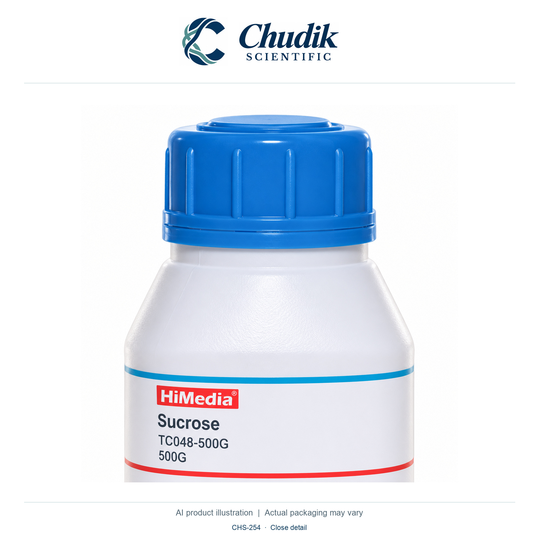 Sucrose, 500 g — close detail, Chudik Scientific catalog illustration