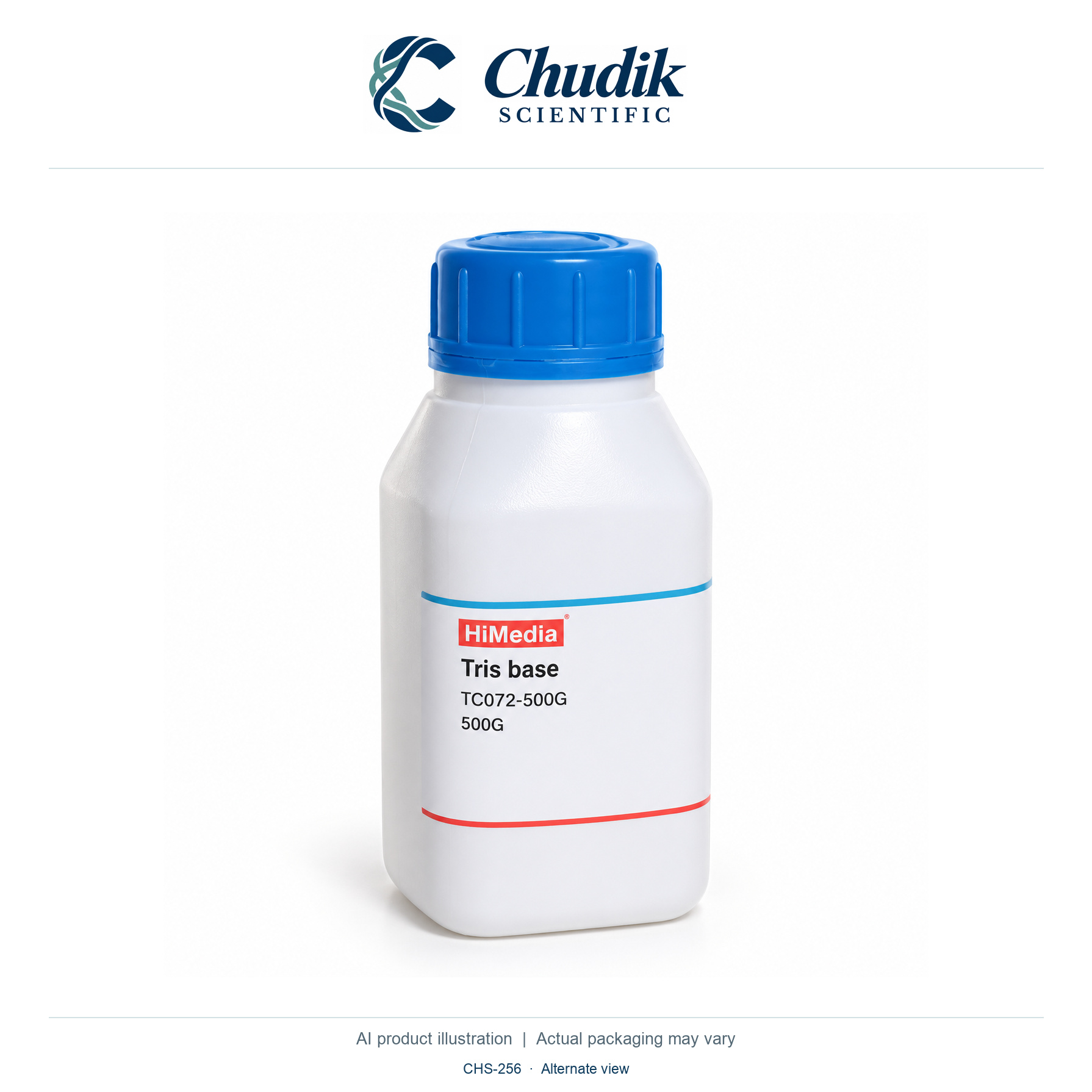 Tris base, 500 g — alternate view, Chudik Scientific catalog illustration